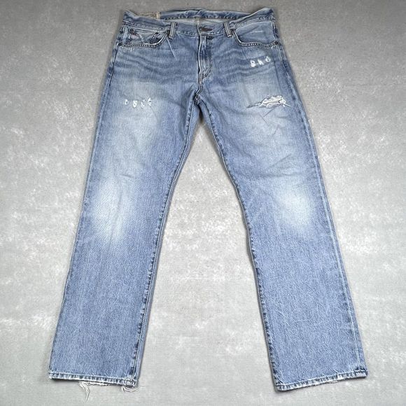 Polo Ralph Lauren Jeans Mens 34 Blue 867 Classic Straight Distressed Rugged 3417